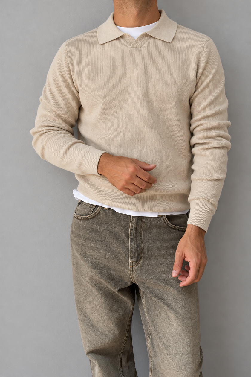 Polo manica lunga HAMAKI-OH - 3242H BEIGE
