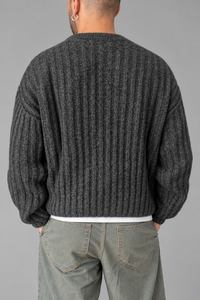 Maglione a coste WOODEN - CADORE ANTRACITE