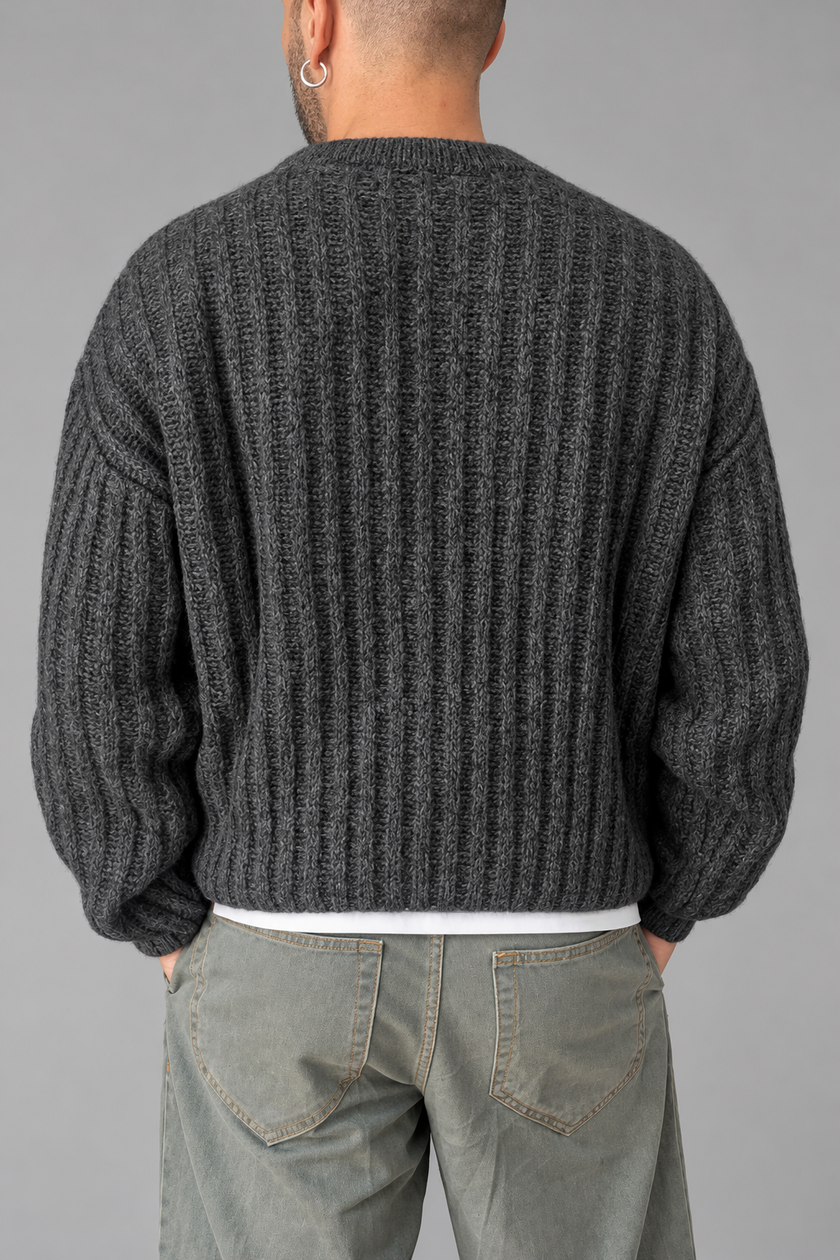 Maglione a coste WOODEN - CADORE ANTRACITE