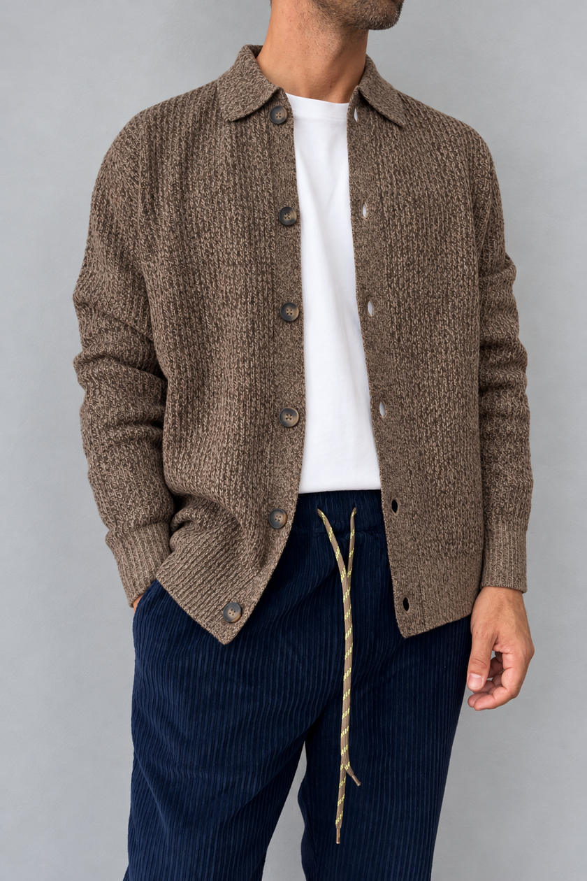 Cardigan mouliné HAMAKI-OH - 3224H MARRONE