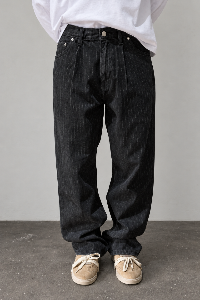 Jeans gessato DR DENIM - OMAR BARREL WASHED BLACK