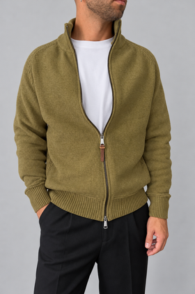 Full zipped cardigan GIANNI LUPO - GL35633 OLIVE