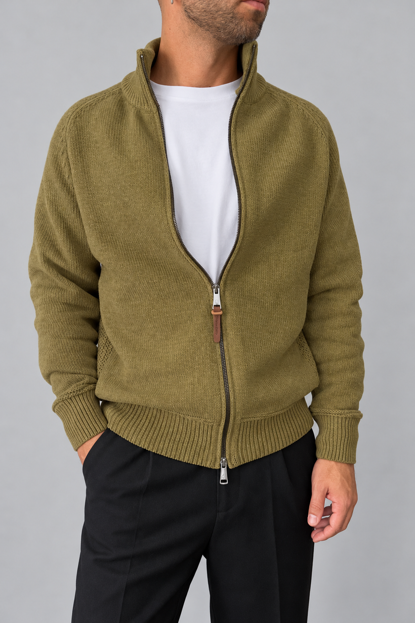 Full zipped cardigan GIANNI LUPO - GL35633 OLIVE