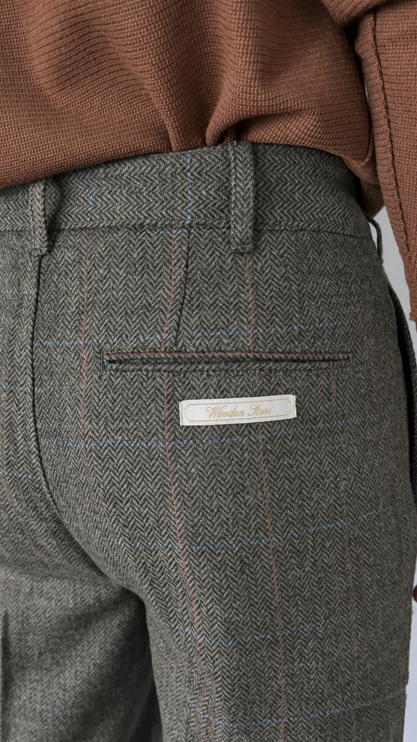 Pantalone spigato WOODEN - NEW VINTAGE VERDE