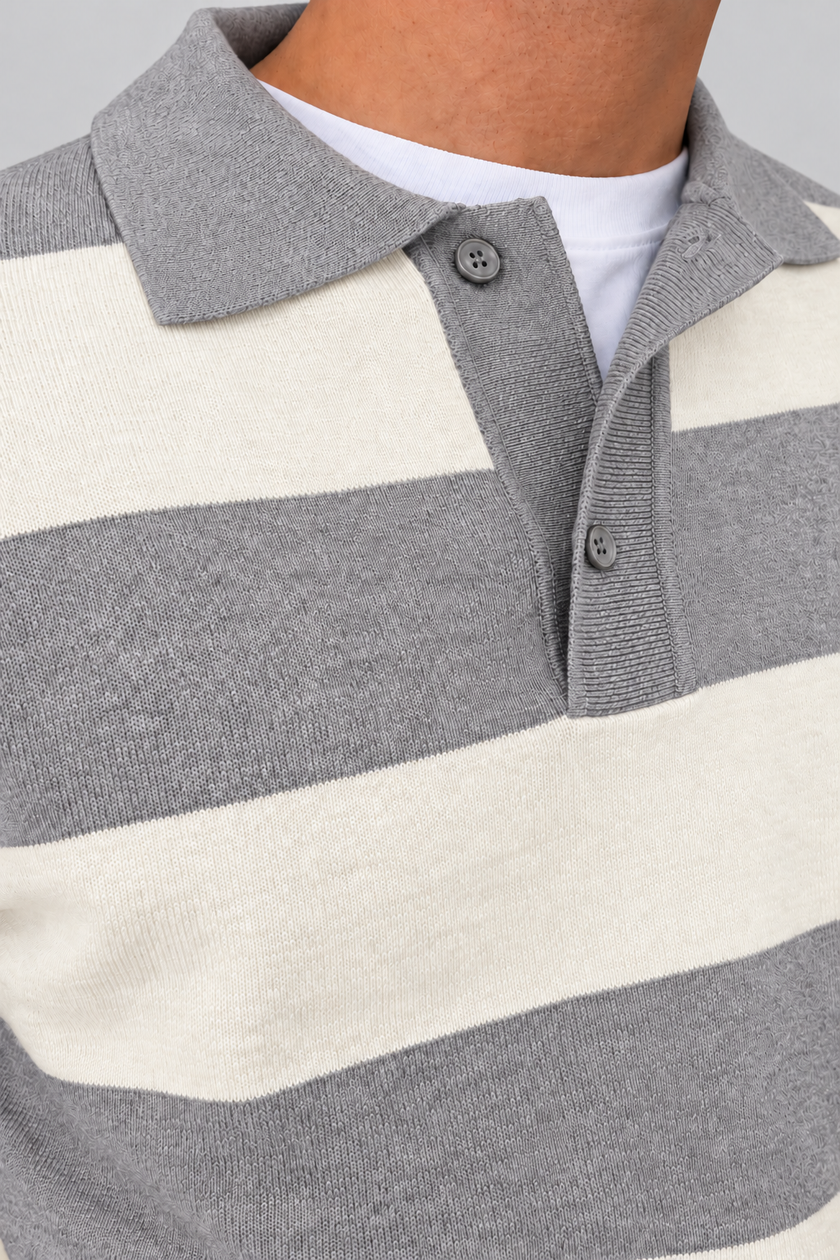 Polo rigata HAMAKI-OH - 3260H PANNA GRIGIO