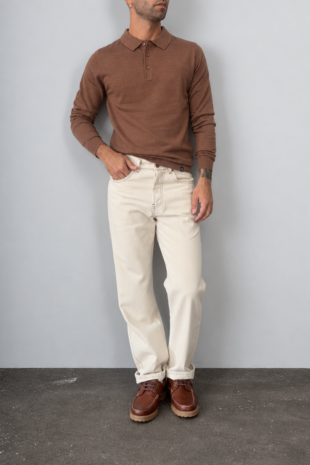 TELAMIRA wool polo shirt - MV-038 COCOA