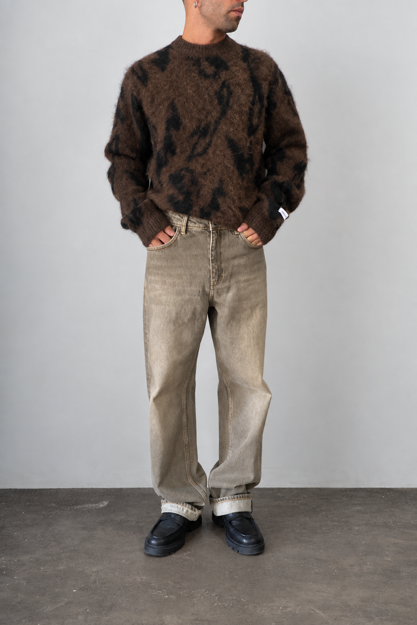 Maglione scribble DRDENIM - MIC BROWN BLACK