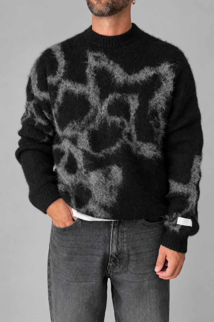 Maglione flower DRDENIM - MIC GREY BLACK