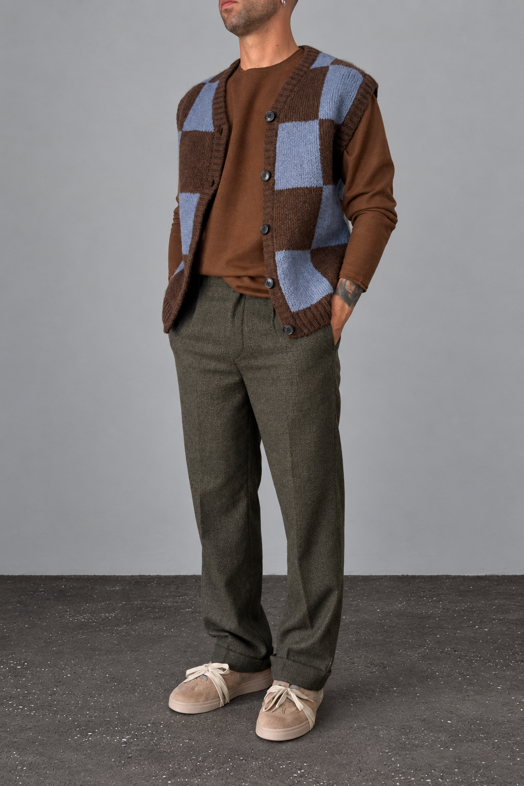 Pantalone spigato WOODEN - NEW VINTAGE VERDE