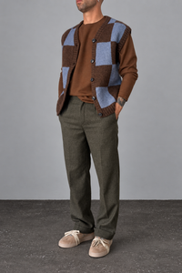 Pantalone spigato WOODEN - NEW VINTAGE VERDE