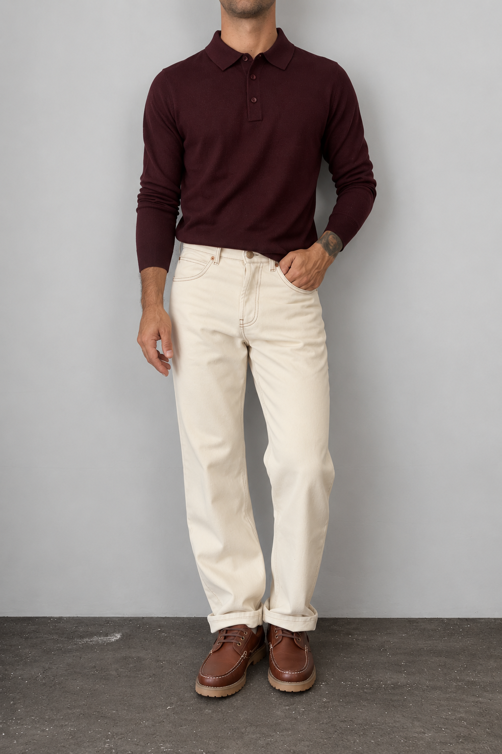 TELAMIRA wool polo shirt - MV-038 BORDEAUX