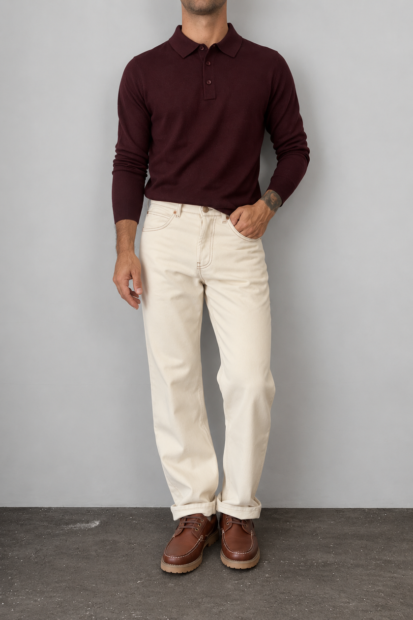 Polo in lana TELAMIRA - MV-038 BORDEAUX