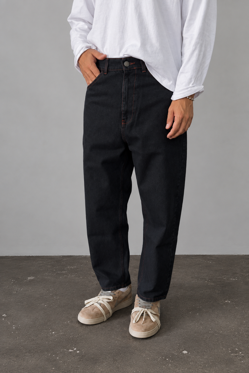 Jeans WOODEN - JAPAN RAW BLACK RED