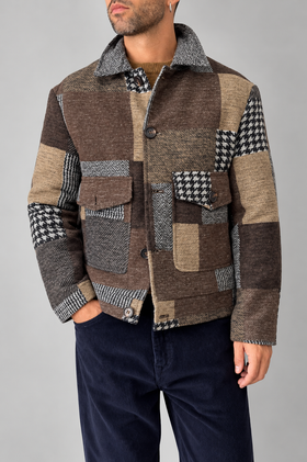 Giacca camicia patch TELAMIRA - GTG05104 MARRONE