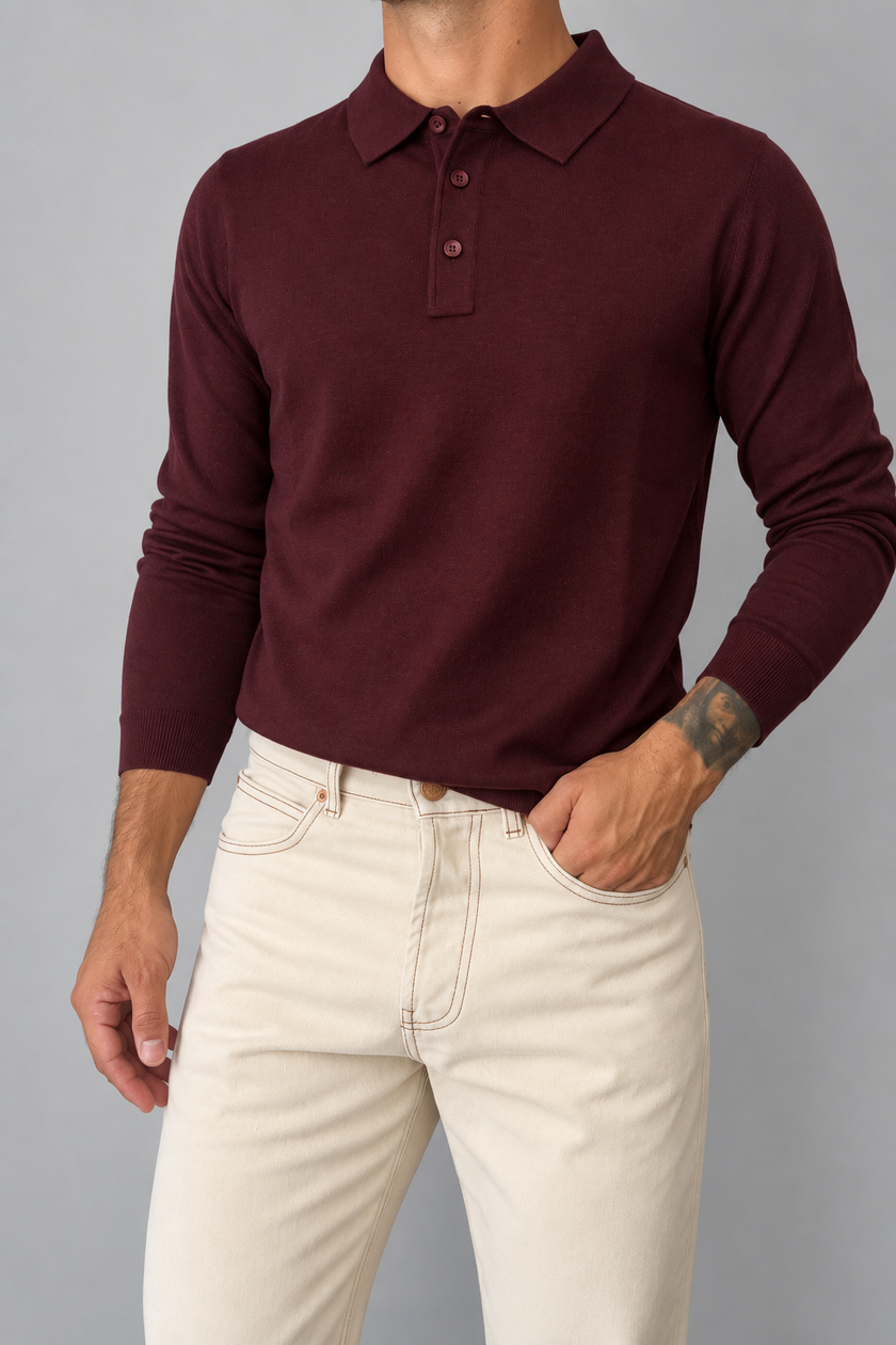 Polo in lana TELAMIRA - MV-038 BORDEAUX