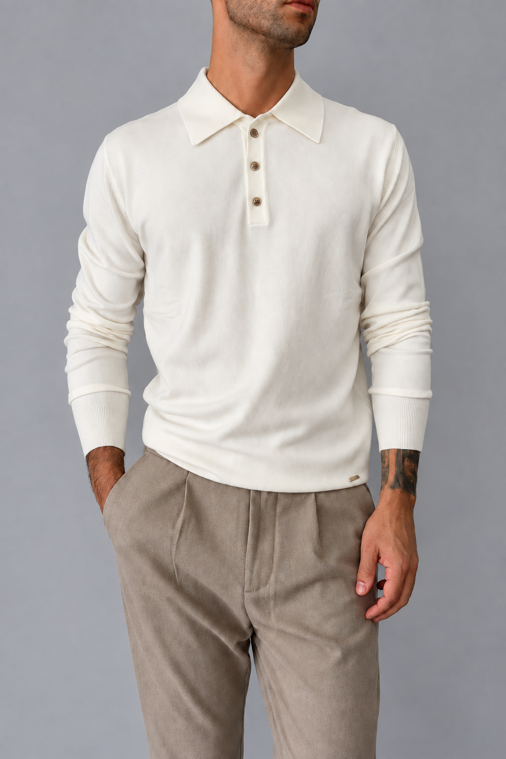 Polo manica lunga GIANNI LUPO - GL508S PANNA