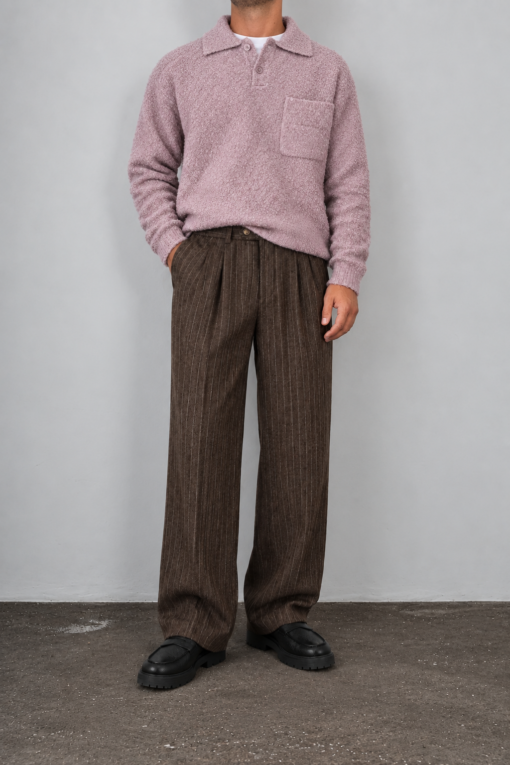 Pantalone gessato PROHIBITED - 3010187 DARK BROWN