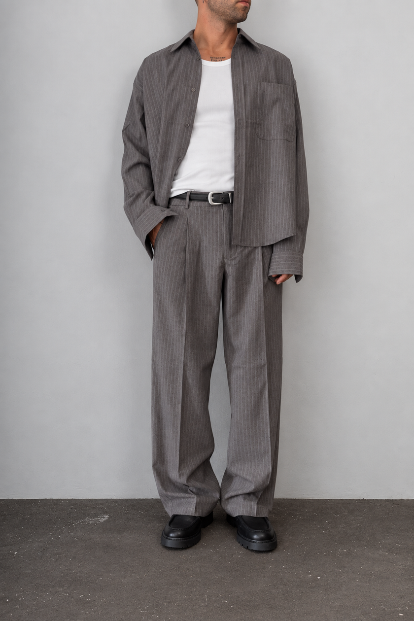 Giacca camicia gessata WOODBIRD - 2636-706 DARK GREY