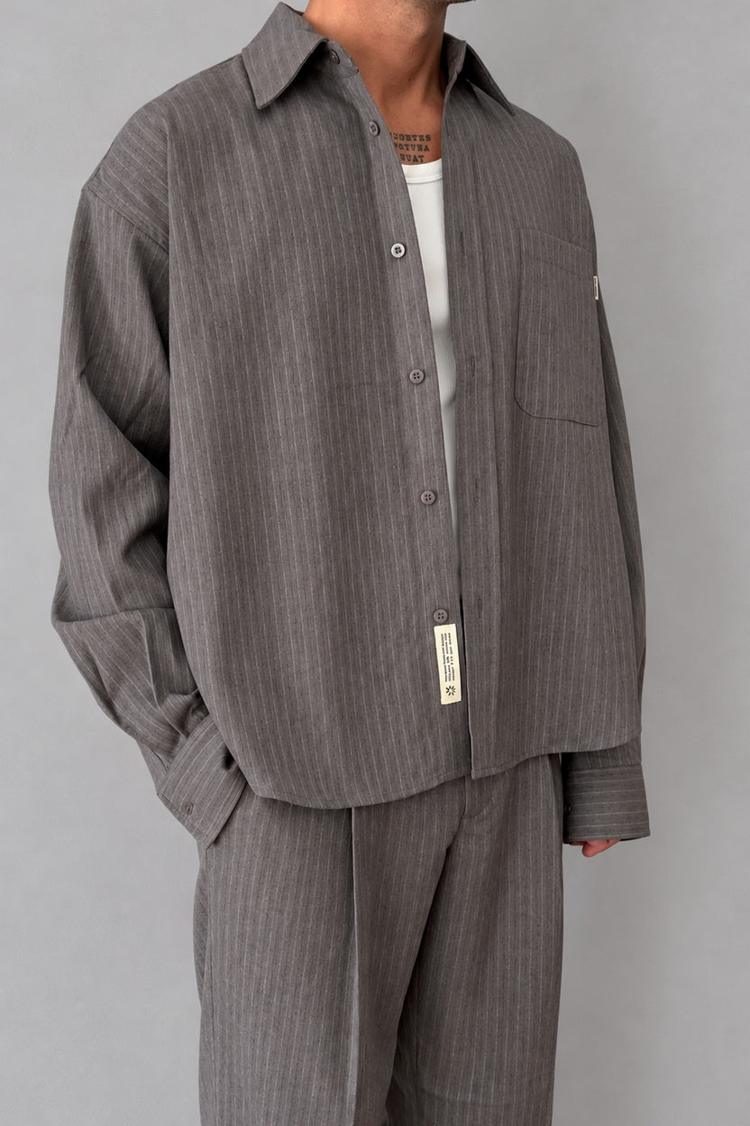 Giacca camicia gessata WOODBIRD - 2636-706 DARK GREY