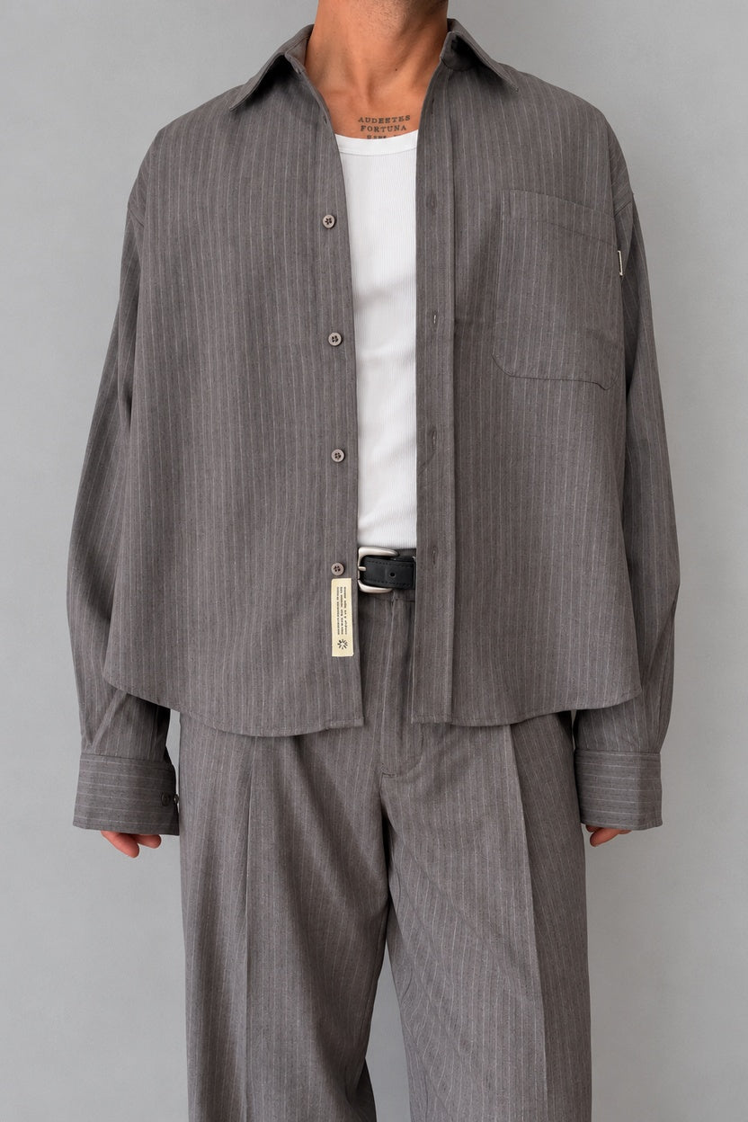 Giacca camicia gessata WOODBIRD - 2636-706 DARK GREY