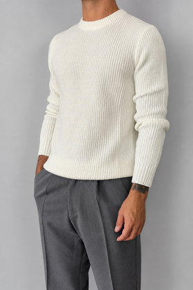 Maglione costa inglese TELAMIRA - MV-032 PANNA
