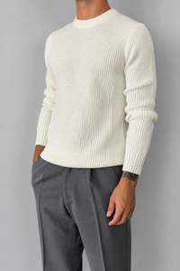 Maglione costa inglese TELAMIRA - MV-032 PANNA