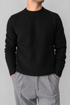 Maglione costa inglese TELAMIRA - MV-032 NERO