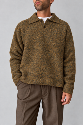 Polo bouclé WOODBIRD - 2536-804 DARK OLIVE