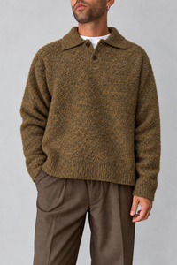 Polo bouclé WOODBIRD - 2536-804 DARK OLIVE