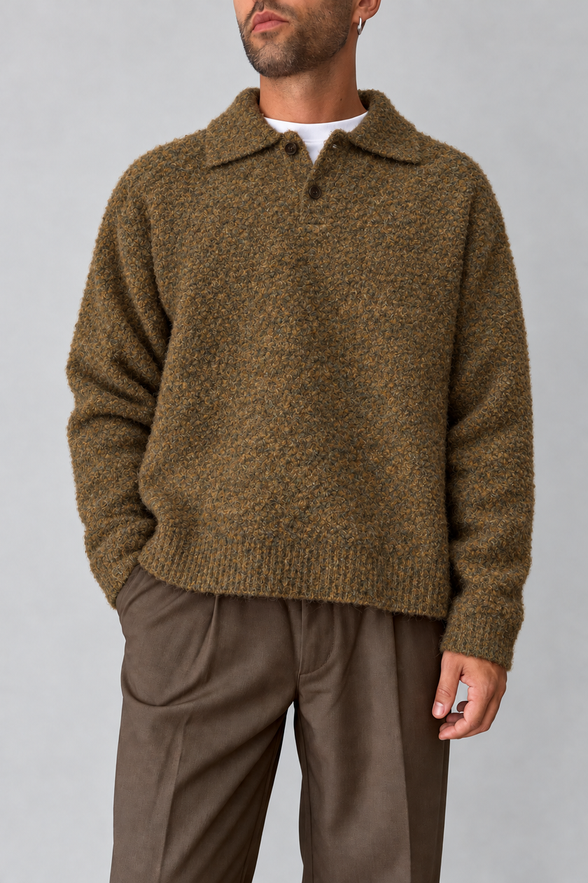 Polo bouclé WOODBIRD - 2536-804 DARK OLIVE
