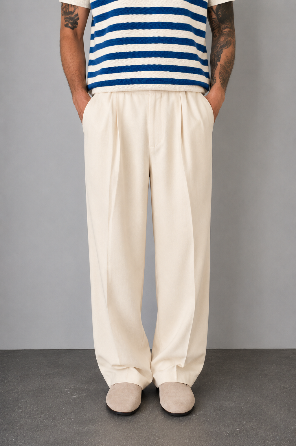 Pantalone palazzo misto lino TELAMIRA - CTP06078 BURRO