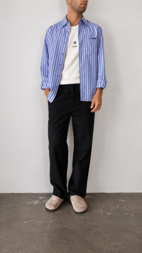Pantaloni in lino WOODBIRD - 2416-202 BLACK