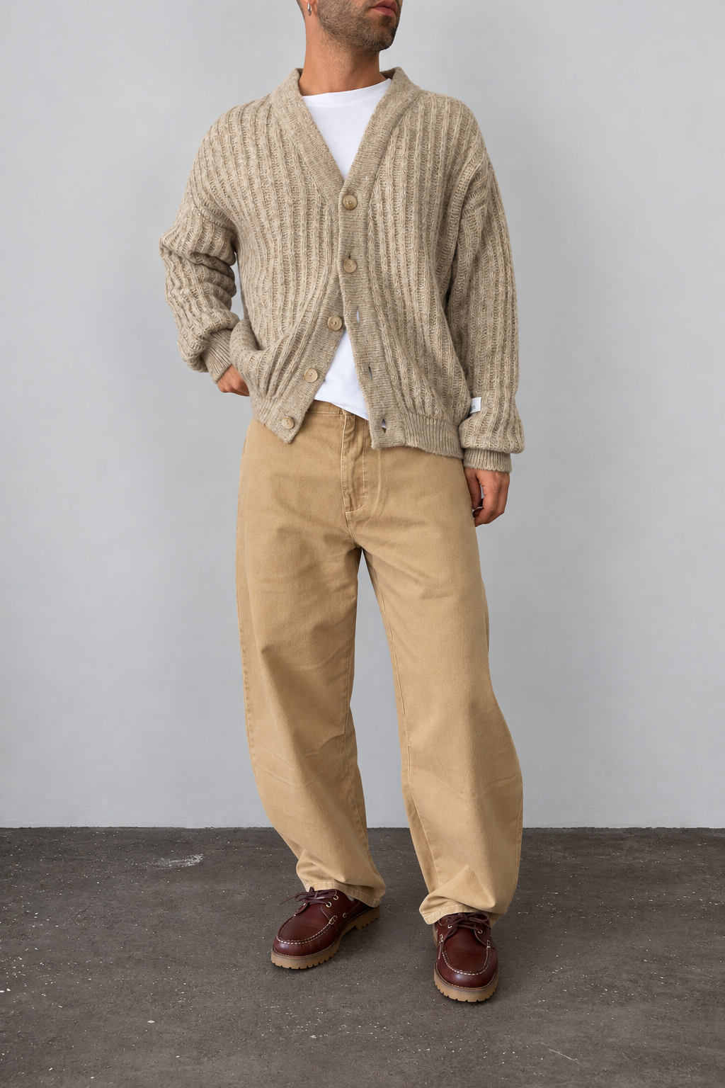 Cardigan a coste WOODEN - BRUNICO BEIGE