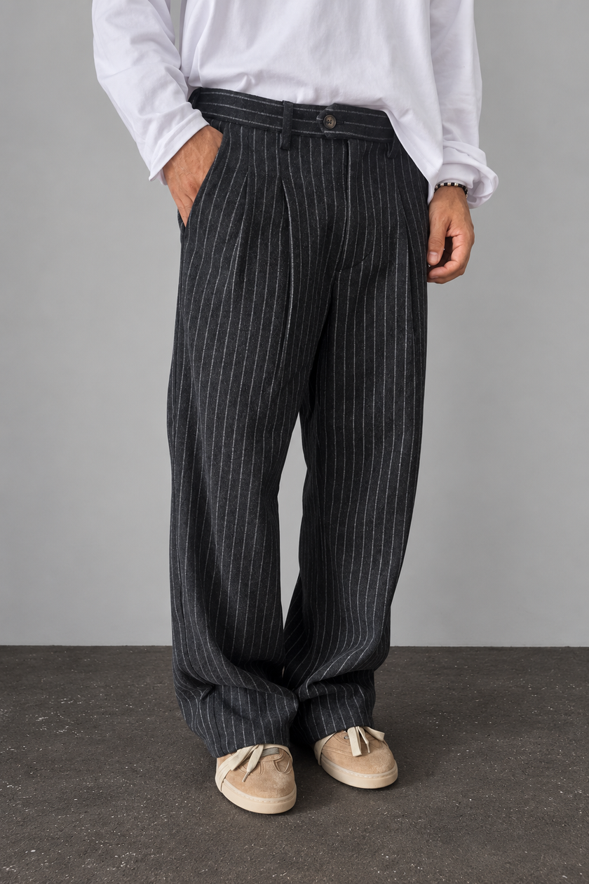 Pantalone gessato PROHIBITED - 3010187 DARK GREY