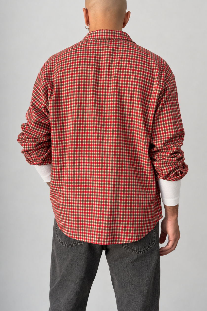 Camicia quadri cropped STILOSOPHY - SACRAMENTO ROSSO