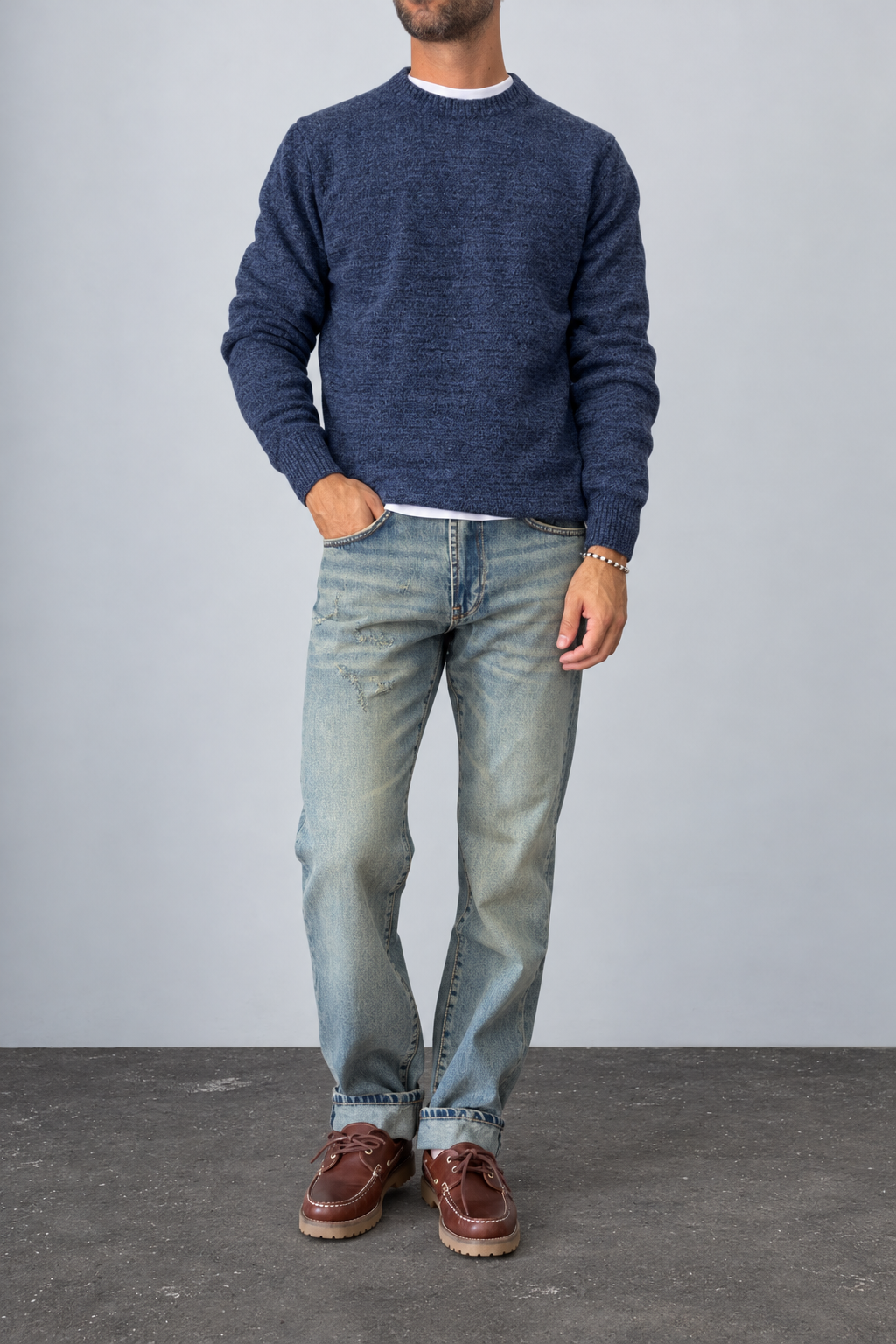Maglione misto cashmere TELAMIRA - STM06263 BLU